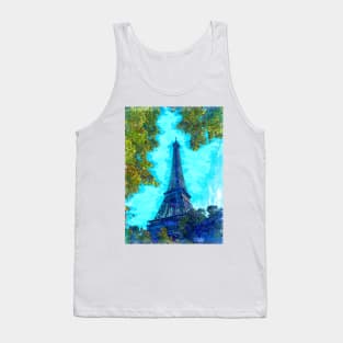 Paris Eiffel Tower Among Leaves. For Eiffer Tower & Paris Lovers. Tank Top